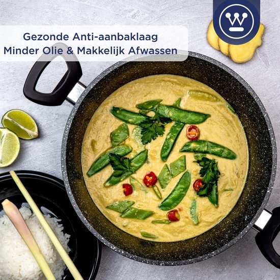 Casserole Westinghouse - Ø 24 cm - Induction - Sans PFOA - Couvercle inclus - Marbre noir