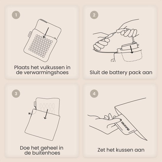 Auronic Heat Pillow - Velours - 45x60 - Sans fil - Rechargeable - Oreiller électrique - Infrarouge - Taupe