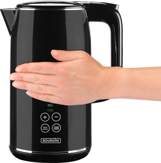 Bouilloire numérique Bourgini Cool Touch - 1.7L - Noir