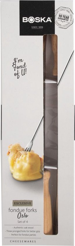 Fourchettes à fondue Boska Oslo - Set de 4 fourchettes - avec prise supplémentaire - Argent/Marron