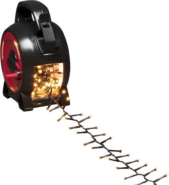 Guirlande lumineuse sur enrouleur de câble pour l'extérieur - 800 LEDs - 2100K Ambre - IP44 - 18 mètres - Lumières de Noël