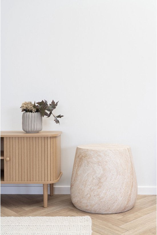 House Nordic - Table d'appoint Bonn - Design scandinave - Rond - Naturel - Ø47,5 cm - Compact - Durable - Fiberclay
