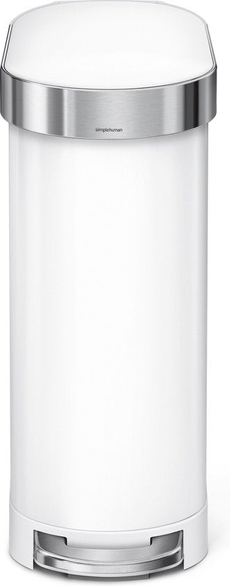 Simplehuman Poubelle - Slim - 45 l - Blanc - acier inoxydable