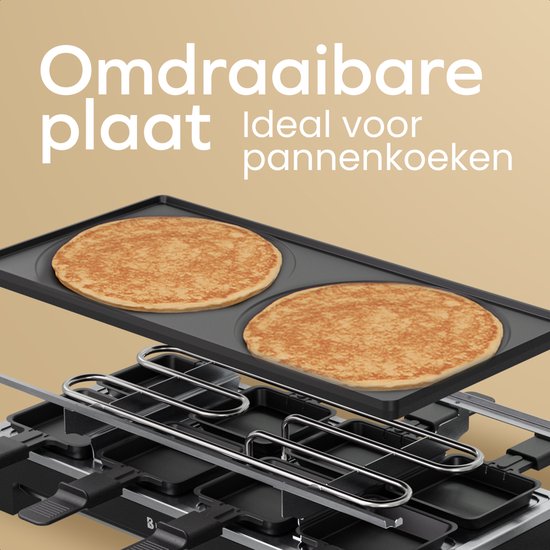 Assiette Gourmet 8 personnes KitchenBrothers - Set avec casseroles et spatules - 46,5 x 23 cm - 1500W - Noir