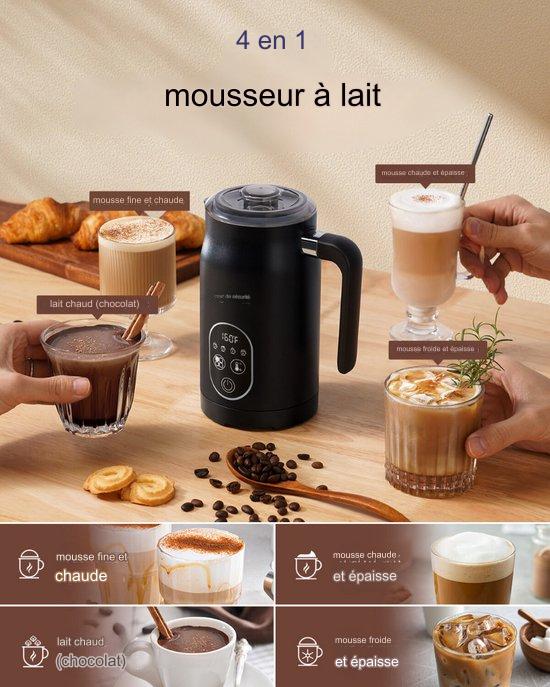 Mousseur à lait électrique Safecourt 350ml- 4-en-1 - Noir
