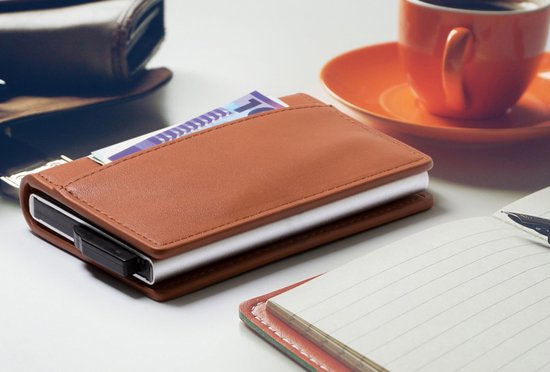 Milanoro - Protège-cartes bancaires compact avec technologie RFID blocking - Marron foncé - Double protège-cartes bancaires