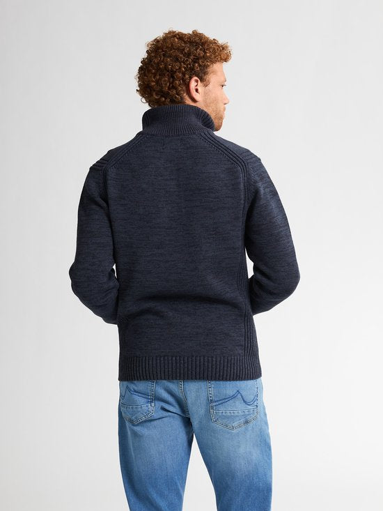 Pull Petrol Industries Hommes - Pull tricoté - Coupe régulière - Col montant - Coton - Pulls - Pullover - Bleu - Taille M