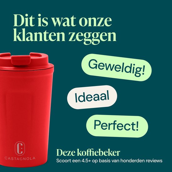 Tasse thermos Castagnola - Tasse à café à emporter - Tasse de voyage pour café et thé - Tasse à thé - 380 ML - acier inoxydable - Rouge