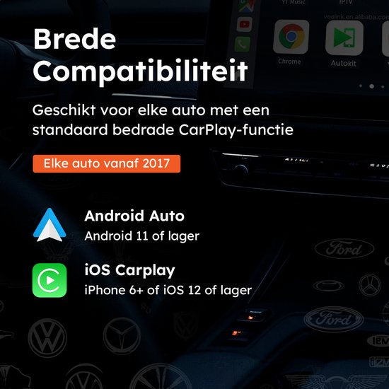 Dongle sans fil CarPlay & android - PRO mini - Apple - Android - Voiture - Bluetooth - Sans fil - Récepteur sans fil - AirPlay - Compact - incl USB-C - Skoov