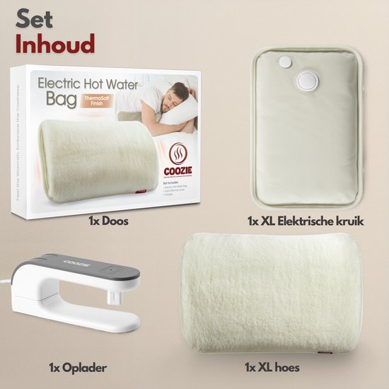 Coozie Electric Jug XL - 1.65L - avec manchon en peluche ThermoSoft - Pichet d'eau chaude douce et réchauffante - Pichet d'eau chaude - Beige