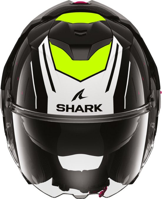 SHARK Casque Oxo Rydger Noir Blanc Jaune KWY System - Taille L - Casque