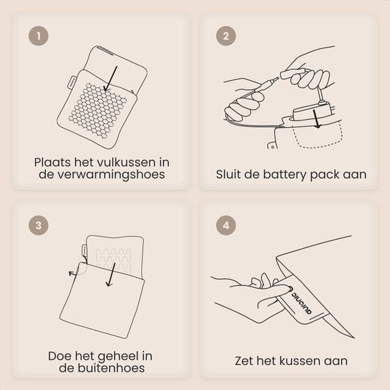 Auronic Heat Cushion - Teddy - 45x60 - Sans fil - Rechargeable - Coussin électrique - Infrarouge - Taupe