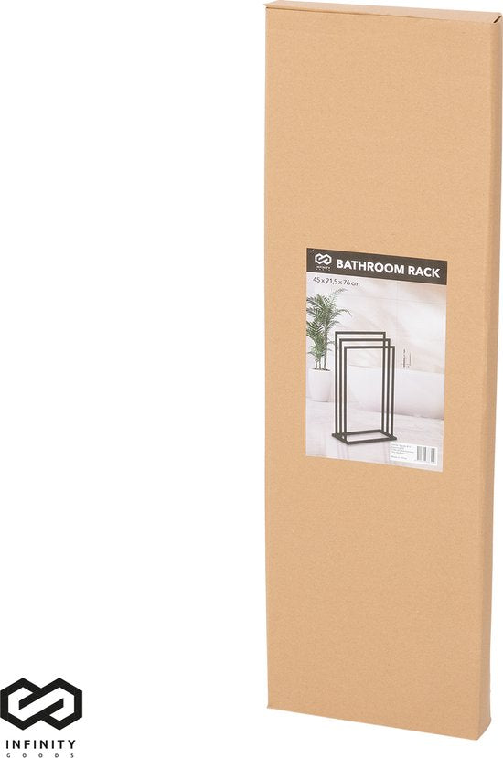 Infinity Goods Porte-serviettes - Salle de bain - 3 bras - Porte-serviettes - Freestanding - Metal - Black Mat