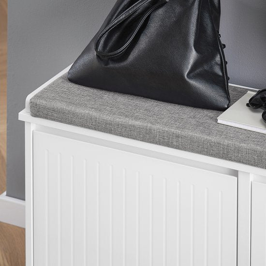 SoBuy FSR98-XL-W Banc à chaussures - Blanc Banc de rangement avec rabats et banc