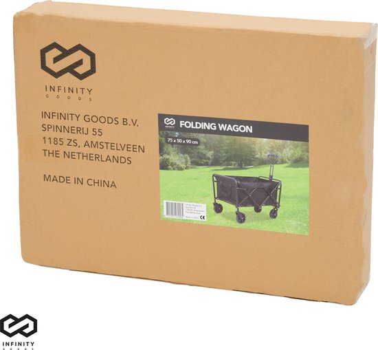 Infinity Goods Wagon - pliable - capacité de charge de 100KG - roues pivotantes - 90 x 50 x 75 CM - réglable - noir