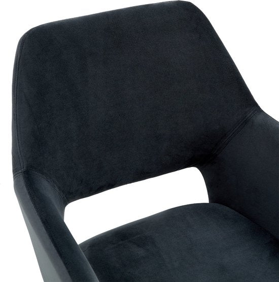 Multifurn - Chaise de salle à manger 'Tess' (velours, anthracite, lot de 2)