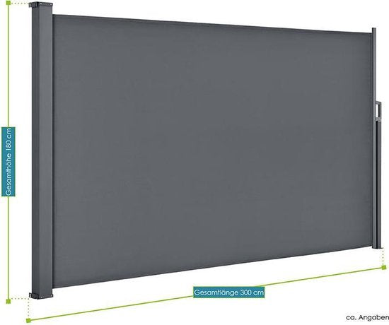 Juskys Windbreak Dubaï rétractable - 300 x 180 cm - Gris foncé