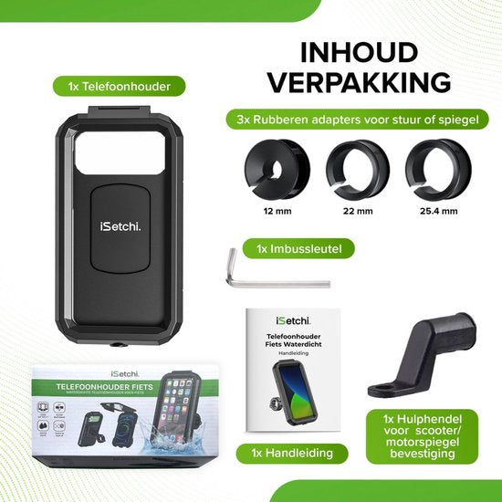 Support de téléphone pour vélo - iSetchi - Étanche - Anti-choc - Noir