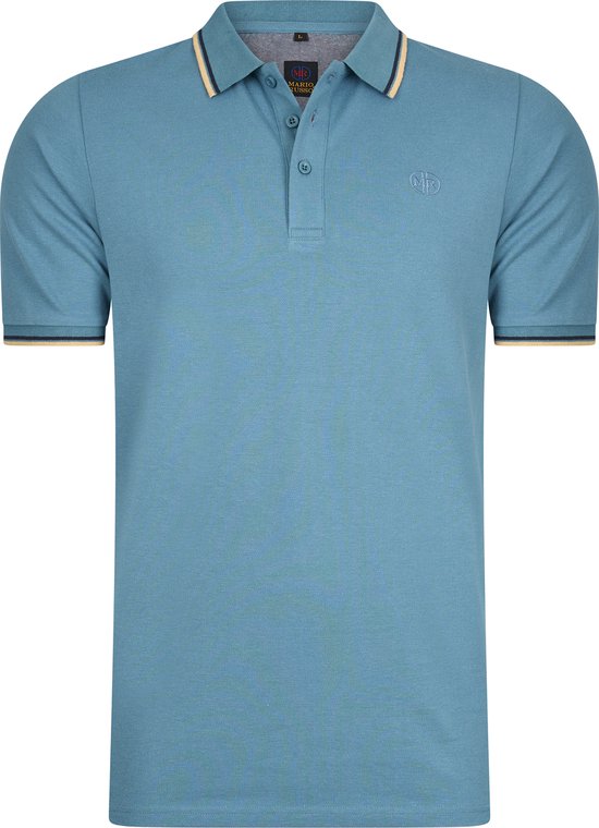 Polo Mario Russo Edward - Taille XXL - Polo Homme - Chemises polo homme - Coton - Bleu mat