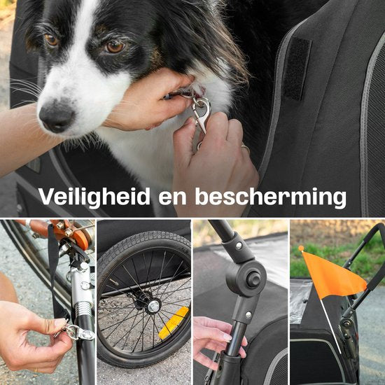 TrevoPet - Remorque vélo pour chien - Remorque vélo pour chien pliable - Remorque vélo pour chien pour petits et grands chiens (max. 30kg) - Remorque vélo pour chien - Remorque vélo pour chien 2 en 1 pour vélo ou buggy pour chien - Remorque pour chien - C