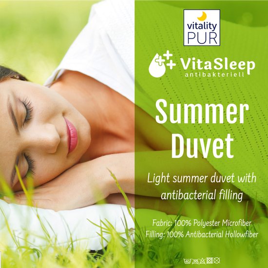 Vitality Pur Summer Duvet - 200x200 - Double - Couette fine et légère - Respirante et antiallergique - Idéale pour les nuits chaudes