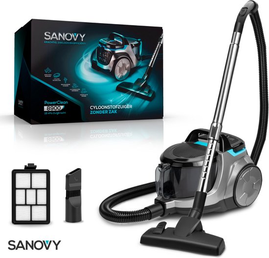 Sanovy PowerClean-8900 Aspirateur puissant sans sac - 2.5L - Aspirateurs à technologie cyclonique