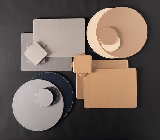 Sous-verres Creative Tops 10 cm en cuir synthétique gris/bleu 4 pièces