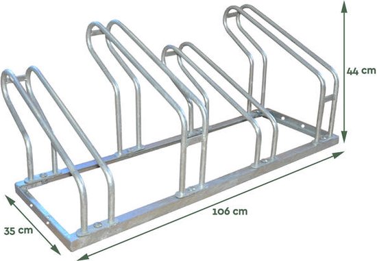 BRASQ Porte-vélos pour 4 vélos - Support pour vélos - Support pour vélos - Support pour vélos pour le sol Comprend le matériel de fixation - Argent