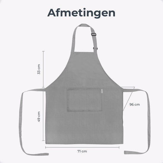 Tablier de cuisine - Résistant à l'eau et à la saleté - Tablier de cuisine professionnel - Tablier pour femmes et hommes - Tablier de traiteur - Unisexe - Boucle réglable - Compartiments extra-larges - Gris clair