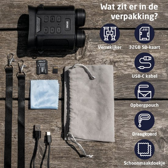 BREND BR-2242 Jumelles numériques - Vision nocturne 300 mètres - 4K - 40 mégapixels - écran IPS - zoom 10x - lampe de poche - carte SD incluse