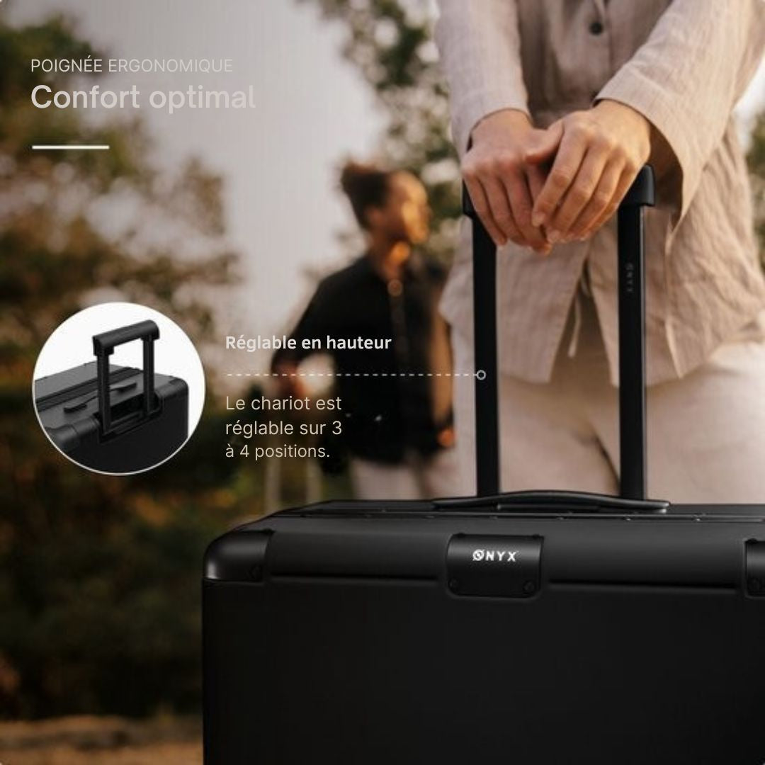 Valise de voyage avec serrure TSA et roues Spinner - ONYX Hybrid Pro Large 100 Litres - Polycarbonate recyclé et design sans fermeture éclair - léger avec compartiment pour ordinateur portable - noir