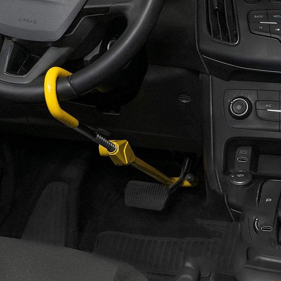 collier de serrage de volant universel pour la protection contre le vol de voiture, protection contre le vol par blocage du volant & blocage du volant, blocage de démarrage, jaune