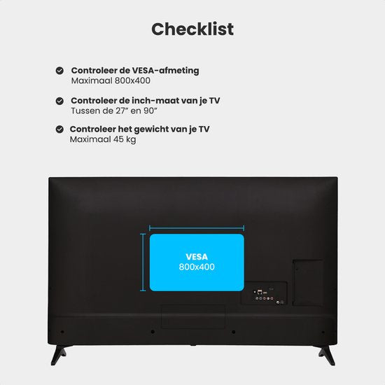 Auronic TV Bracket - Support mural pour TV - Rotatif et inclinable - 37 à 90 pouces - Jusqu'à 65 KG - Noir