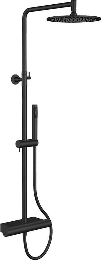 Douche pluie thermostatique Regn avec étagère, noir mat