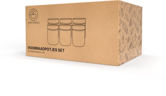 Organess Pots de conservation couvercle en bambou - 6 pièces - Verre avec couvercle - Pots à bonbons - Pots de conservation en verre