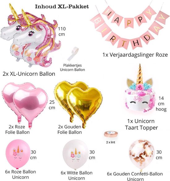 Happy Goods - Décorations d'anniversaire Licorne - Guirlande d'anniversaire - 30 pièces - Fête d'enfants - Ballons - Décorations d'anniversaire