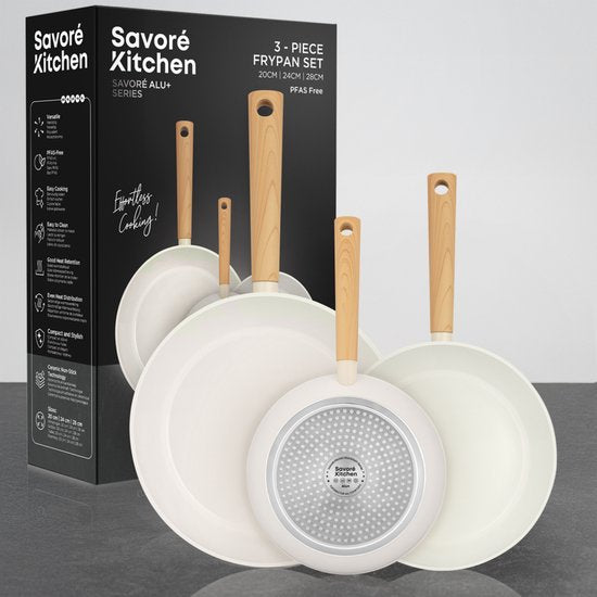 Savoré Kitchen Poêles Ø20, 24 & 28 cm - Induction - Sans PFAS - Poêle en céramique - Set de poêles - Poêles - Poêles - Poêles