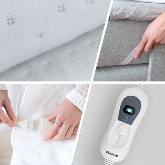 Couverture électrique Auronic XL - 190x90 cm - 1 personne - 3 niveaux de chaleur - drap-housse avec sangles élastiques - Couverture chauffante - Blanc