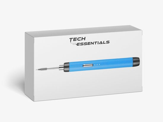 Tech Essentials Fer à souder sans fil - 8W - USB-C - Avec étain - Kit - Soudure fine - Stylo - Batterie - Set de soudure - Souder - Outil électrique - Bleu
