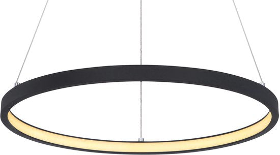 Lampe suspendue LED avec anneau simple | Ø 38,5cm | Noir | Lampe suspendue circulaire