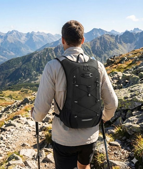 Travelhawk Sac à dos pour boire - Sac à dos de course à pied - Convient aux sacs à eau de 2L - Hydrofuge, léger, réfléchissant - 12L - Noir