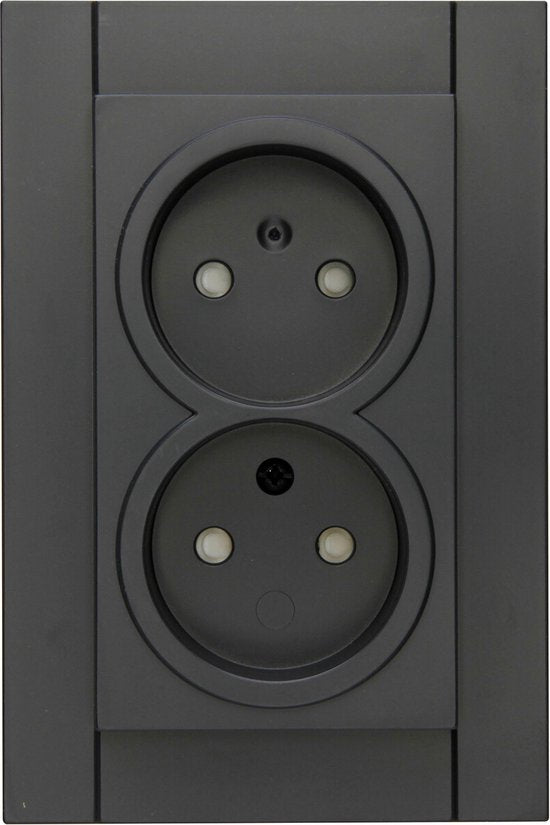 KOPP - Prise murale - Athenis - Encastrée - Prise double 1 gang - Protection enfant - Anthracite mat