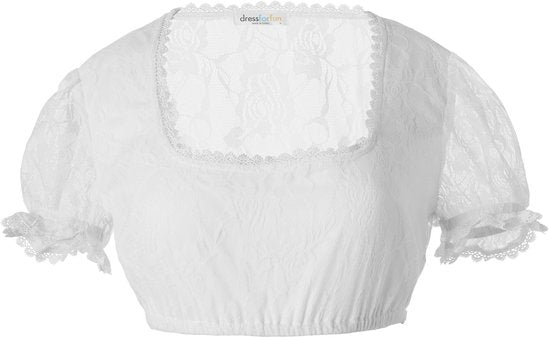 Dressforfun Dirndl blouse Franzi - Dressforfun - Taille L - Déguisement costume halloween carnaval - Blanc