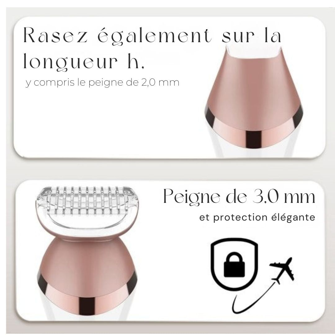Rasage Femme 6 en 1 -Sansbeauté® - Visage - Aisselles - Jambes - Maillot - Rasoir - Epilateur Femme - Tondeuse - Rechargeable USB - blanc