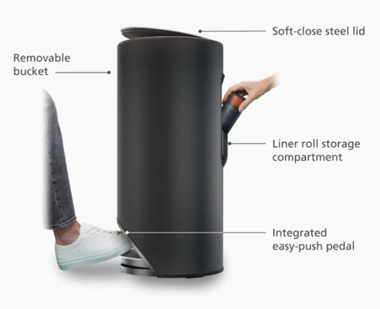Joseph Joseph Arc 30L Bin - Carbon Black