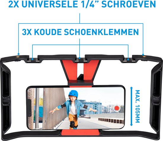 Grundig Smartphone Video Rig - Poignée - Noir/Rouge