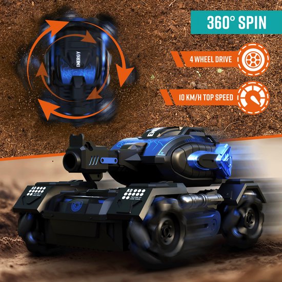 NAPI Véhicule contrôlable - RC Tank avec balles, 2 piles et générateur de fumée - RC Car for Boys - Outdoor Toys - Racing Cars - Outdoor Toy Car - Radiographic - Tank Slider