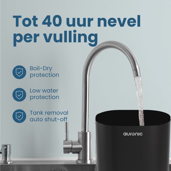 Humidificateur Auronic - 4 litres - 40m2 - Convient au salon, au bureau, à la chambre à coucher, à la chambre de bébé et plus encore - Avec aromathérapie - Sans BPA - Noir