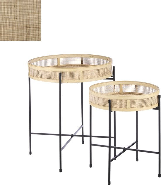 Mica Decorations Table d'appoint Leandro - Lot de 2 - H53 x Ø45 cm - Noir