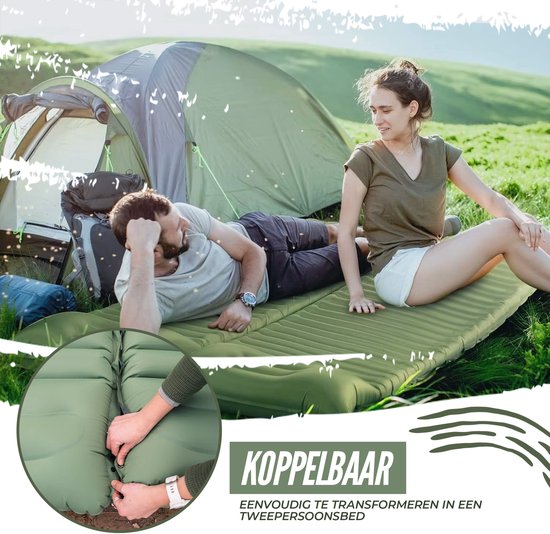 Ever Trex Sleeping Mat Comfort - 193x70x10cm - Pompe intégrée - 1 personne - Matelas de camping - autogonflant - Vert